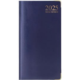 2025 DIARY SLIM LINE WEEK TO VIEW WITH METAL EDGE (Blue)