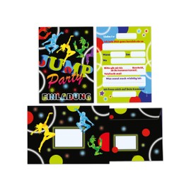 Limonia 8 Invitation Cards with 8 Envelopes for Children's Birthday Party Theme Party Jump Party Disco Trampoline Neon Invitation Set Birthday Girls Children Boys Boys Teens Unisex