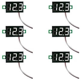 6PCS Ultra Compact 0.28 Inch Mini Digital DC Voltmeter Voltage Tester High Accuracy LED Display Two Wire Design for 2 5V-30V Circuit Testing 5 Color Options Easy Read Screen (White)