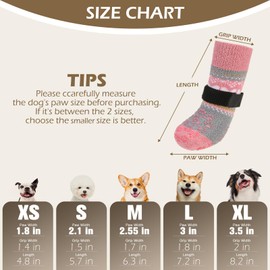 EXPAWLORER Anti Slip Dog Socks to Prevent Licking Paws, Fuzzy Dog Boots & Paw Protectors, Dog Booties for Winter, Dog Shoes for Hardwood Floors, Small Medium Large Senior Dogs,Pink XL