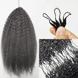 RHEANNA Feather Crochet Human Hair Extensions Knotless Pre-Separated Kinky-Yaki Straight Invisible Knot Human Crochet Hair For Black Women 16inch 120g