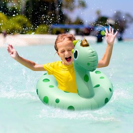 UDIANIS 22 Inch Dinosaur Pool Float for Kids Ages 4-8 - Inflatable Swim Ring with Handle, Fun Water Toys for Swimming Pool, Beach & Summer Play