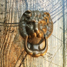 Antikas - Door Knocker Brass Lion - Front Door Knocker Bell Door Knocker Like Antique