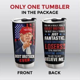 Viberty Brother Gifts From Sister - Brother Gifts - Fathers Day Giftss, Birthday, Christmas Big Brother Gifts Ideas - Funny Brother Gifts From Sisters, Siblings - Best Brother Ever 20oz Tumbler