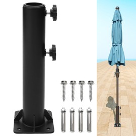 Helios&Hestia Heavy Duty Outdoor Patio Market Umbrella Holder Clamp, Table Umbrella Base Stand Mount Bracket for Ground, Deck, Courtyard, Balcony, Dock