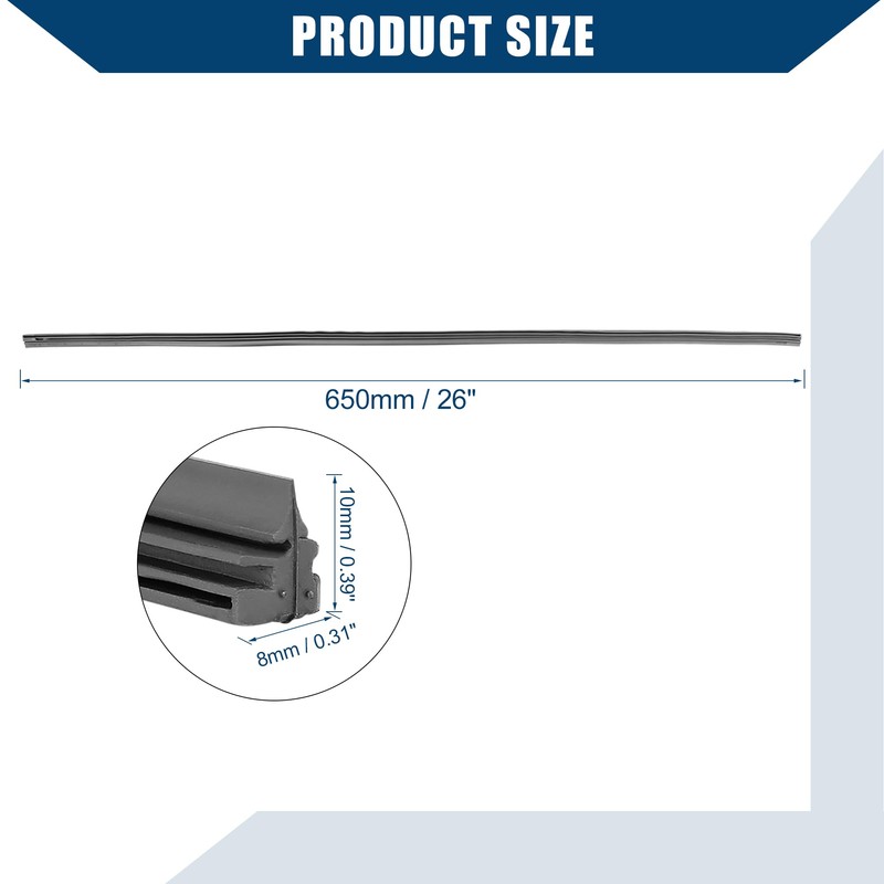 Hihaha 3 Section Rubber Windshield Wiper Blade Refills 650mm 26inch