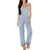 Hybrid & Company Women's Plus Size Denim Jean Blue Overalls