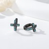 KoyeKei Black Cross Hoop Earrings Turquoise for Men Women 925
