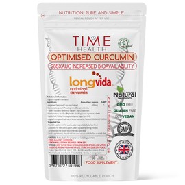 Longvida Curcumin - Clinically Studied - 285XAUC Increased Bioavailability - Vegan - Pullulan - UK Made - GMP Standards - Zero Additives