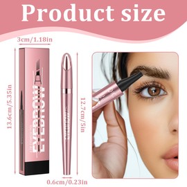 HQRKOTM Waterproof 3D Microblading Magic Eyebrow Pencil Microblading Eyebrow Pencil Dark Brown Eyebrow Pencil with 4 Fork Tip Applicator (Dark Brown)