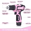 FASTPRO 175-Piece 12V Pink Drill Set, Cordless Lithium-ion Driver and