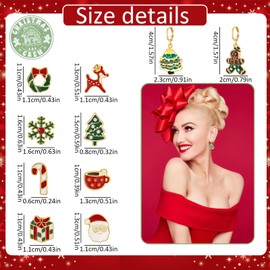 20 Pairs Christmas Earrings for Women, Holiday Xmas Earrings Set Christmas Tree Bells Drop Dangle Dangle Earring Light Snowflake Stud Earring, Bulk Christmas Earrings Gifts Jewelry (Christmas A)