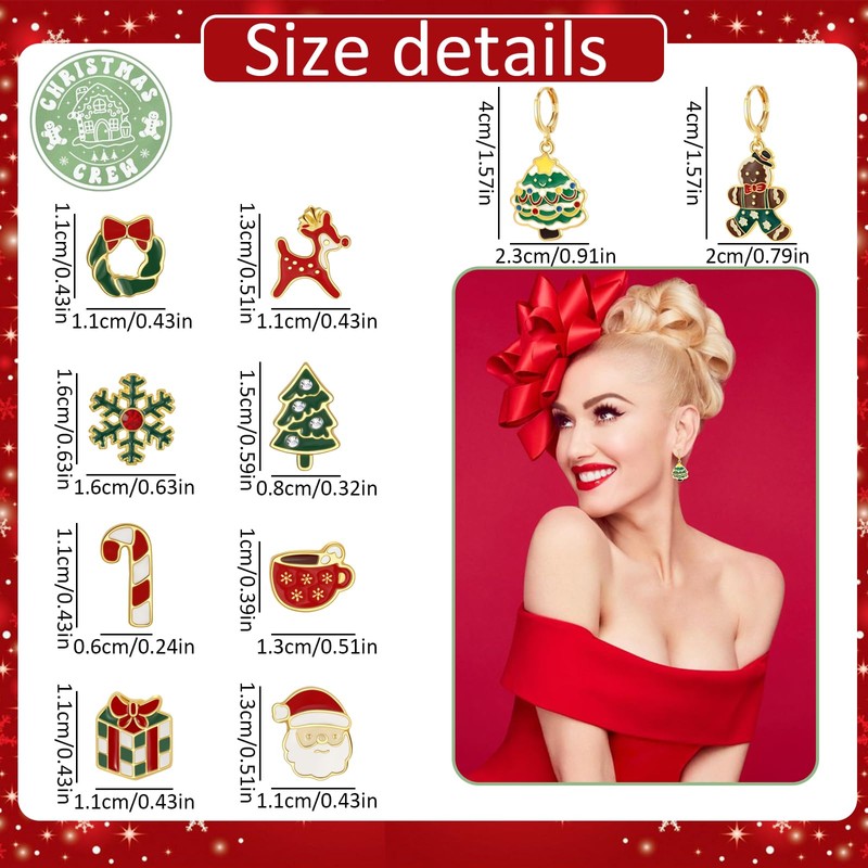 20 Pairs Christmas Earrings for Women, Holiday Xmas Earrings Set