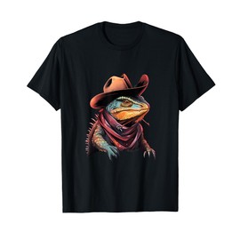Bearded Dragon Cowboy Hat Reptile Lizard Western T-Shirt