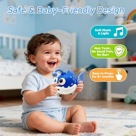 Baby Crawling Toys 6 to 12 Month Tummy Time Development Light up Infant Toys 12-18 Months Montessori for 1 2 Year Old Boy Girls Birthday Gifts (Fish-B