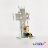 Cruz de Cristal con Mono y Mini Biblia Luctuoso 12
