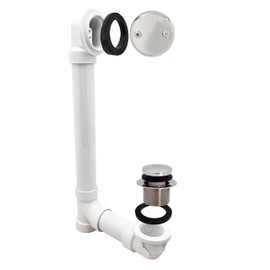 Westbrass D4932-26 1-1/2" x 12" Bath Waste & Overflow Assembly with Two-Hole Faceplate Cover and Tip-Toe Drain Plug-SCH. 40 PVC, 1-Pack, Polished Chrome