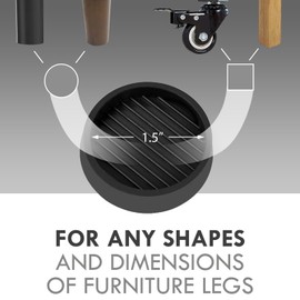 VOCOMO Non Slip Furniture Pads, 1.5' Round Black Rubber Caster Cups, 12 Pcs Anti-Slip Gripper, Anti Slide Floor Protectors for Bed, Couch, Stoppers