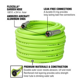 Flexzilla Garden Hose 3/4 in. x 100 ft., Lightweight All-Weather Water Hose, Durable and Flexible, Leak-Free Connections