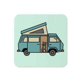 GoWesty Dog in Van VW Vanagon Camper Westy T3 Drink Coaster Fun Cute Unique Gift Pet