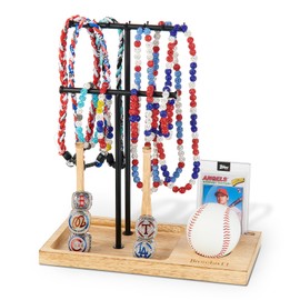 Pinzoveco Wooden Baseball Drip Necklace Organizer Holder,3 Tier Baseball Display Stand with 14 Hooks, Championship Ring Display Holder, Sports Ring Holder, Necklace Baseball Display Gift