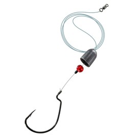 Jenzi Fluorocarbon Texas Rig with Offset Hooks and Weight #1/0