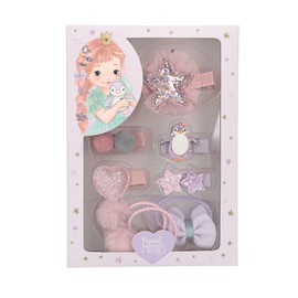 Depesche 13247 Princess Mimi Hair Clips Set in Pink and Purple, Accessory Set with Decorated Hair Clips, Hair Bobbles and Much More
