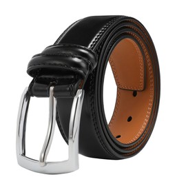 VRLEGEND Men's Leather Belt 35 mm for Business and Formal Occasions Suit Belt Men's Belt with Gift Box, black