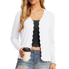 GRECERELLE Women's White Cardigan for Women Jumper Long Sleeve Open Front Cardigans Cardigan V Neck (White, S)