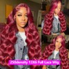 Sterly 24 Inch 99j Burgundy Lace Front Wigs Human Hair