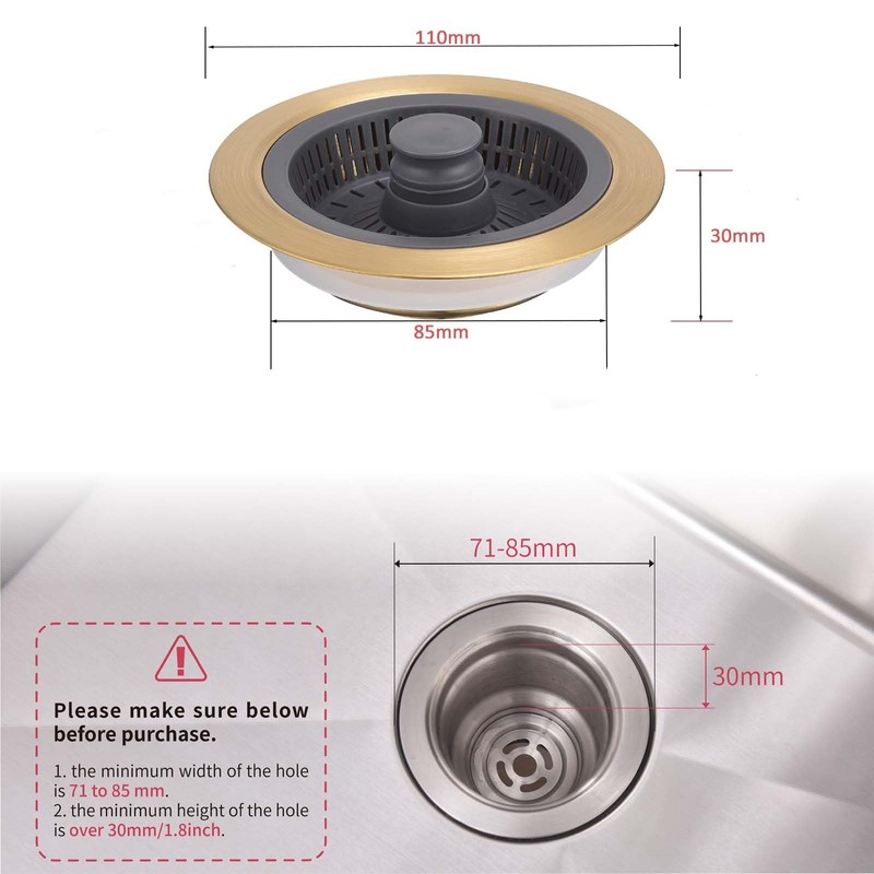 iAnomla Kitchen Sink Strainer, Upgraded 3 In 1 Pop Up