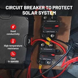 RED WOLF 80AMP Circuit Breaker Waterproof Car Audio Inline Circuit Breaker with Manual Reset Fuse Holder Inverter,for Car Motor Marine Boat, for Car Audio Solar Inverter System Protection,DC 12V-48V