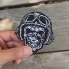 Patchwork Paradise Biker Skull with Helmet Embroidered Iron-On Patch Biker