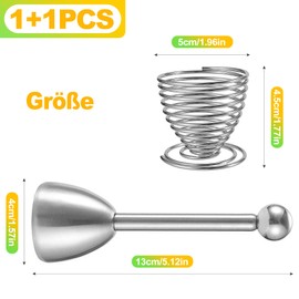 BondEron Hochwertiger Edelstahl Eieröffner Set, Eierköpfer, Eierschneider, Eierschalensollbruchstellenverursacher, Eierpiekser & Eierbecher