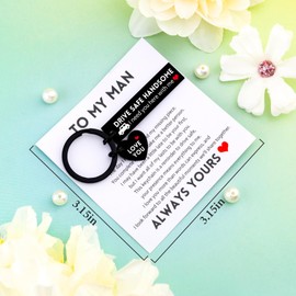 VIESUJI Drive Safe Keychain for Him I Love You Gifts for Him Boyfriend Husband Anniversary Birthday Gifts for Men