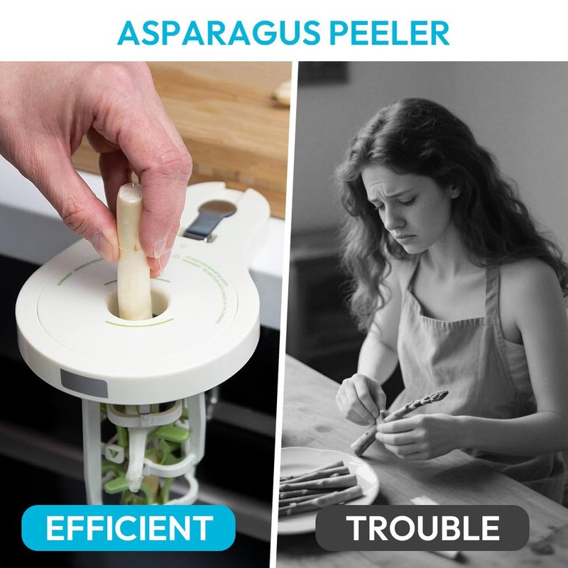 Spargelschäler mit 6 Präzisionsklingen,Spargelschäler Hobel,Gemüse Asparagus Peeler Spargelschälmaschine,Schraubzwinge & Stößel,
