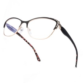 SKYWAY Women's Reading Glasses Elegant Blue Light Blocking Readers Computer Glasses Eyewear Black 2.0x