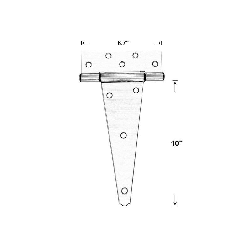 QCAA Stainless Steel Extra Heavy Tee Hinge, 10", Black, 2