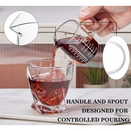 Ackers Etching Scale Measuring Glass -[Insulated handle | V-Shaped Spout]-Made of High Borosilicate Glass Measuring for Kitchen or Restaurant, Easy to Read, 120 ML (4 Oz)