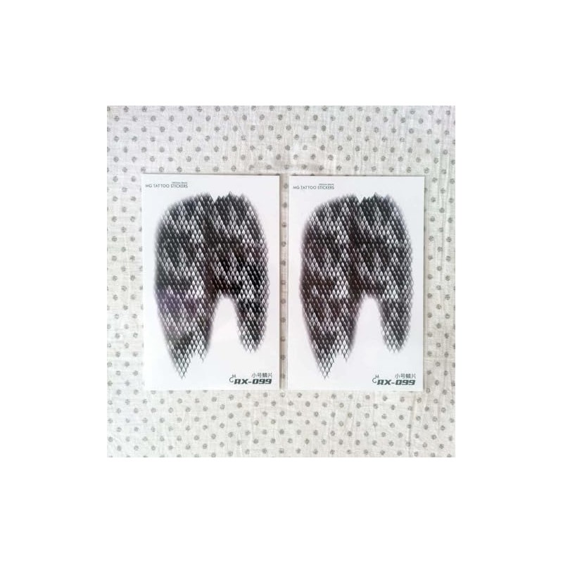 Set of 2 Snake Scale Tattoo Stickers, Black Temporary Fake