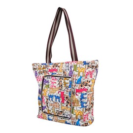 Millya Creative Waterproof Foldable Large Shopping Bag Travel Recycle Bag with Side Pocket (Z-Color Random(2PCS))