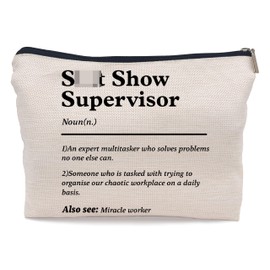 Ayxvt Boss Lady Gifts for Women,Thank You Appreciation Gifts for Women Boss Supervisor Manager Coworker Teacher Nurse Mom,Chaos Coordinator Gifts, Show Supervisor Definition Small Makeup Bag