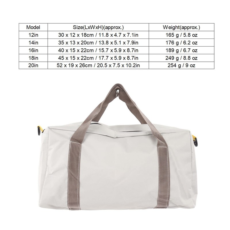Canvas Tool Bag with Wide Mouth, Grey, Waterproof Storage Handbag