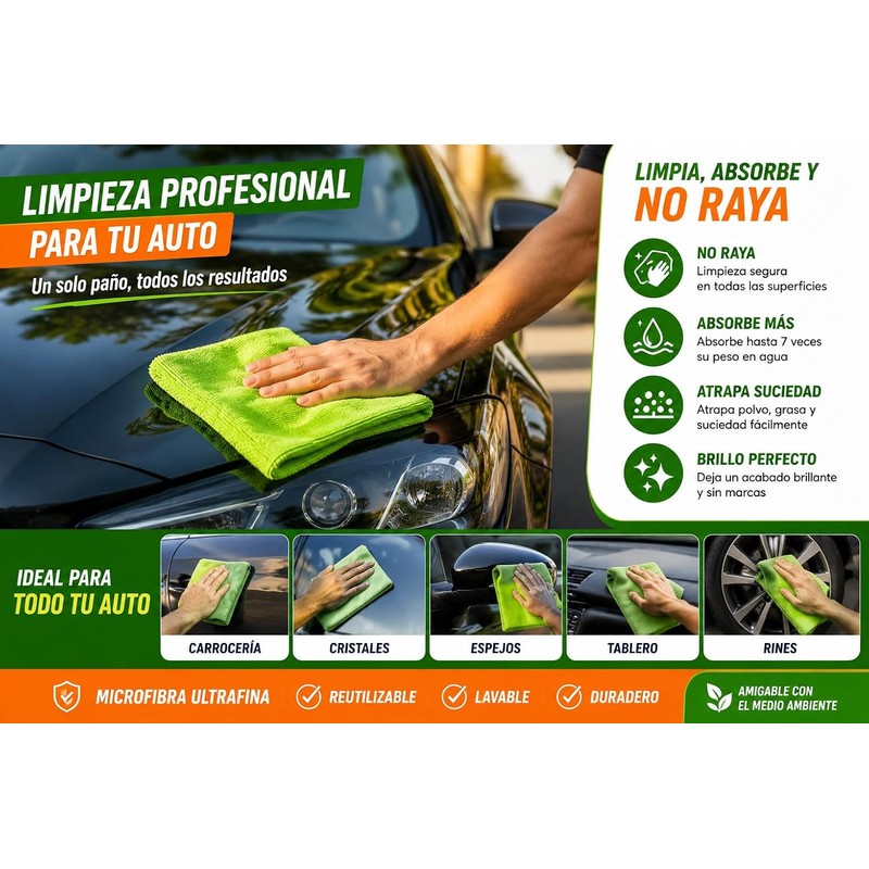 Paño de Microfibra para Carrocería e Interiores 40 x 40