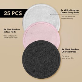 Reusable Makeup Remover Pads 25 PCS Bamboo Wipes - Reusable Cotton Pads with Washable Laundry Bag - Zero Waste Cotton Wool Pads - Eco Friendly Gifts - Soft & Gentle Makeup Wipes For All Skin Types