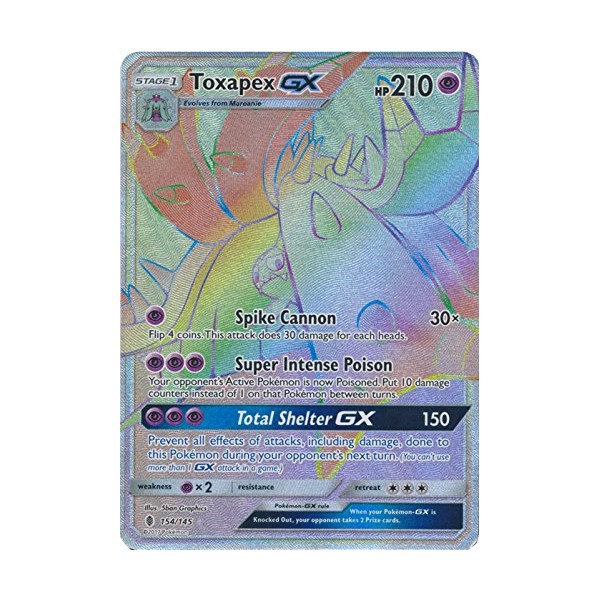 Pokémon Toxapex-GX - 154/145 - Secret Rare - Sun & Moon: Guardians Rising