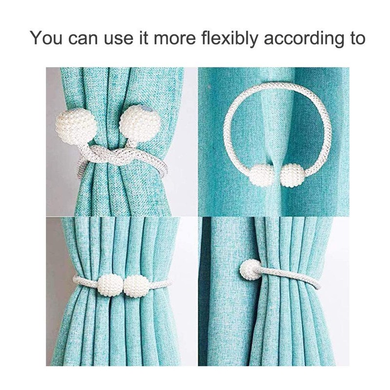 SUOXU Magnetic Curtain Tiebacks, 2pcs Tie Backs Clips Rope Holdbacks