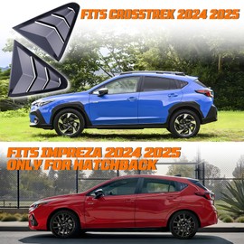 Rear Side Window Louvers Compatible with Subaru Crosstrek 2024 2025 and Impreza Hatchback 2024 2025 Exterior Accessories Air Vent Window Scoop Shades Blinds Cover(Gloss Black)