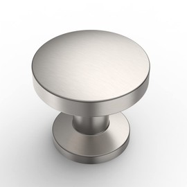Amerdeco 10 Pack Brushed Satin Nickel Cabinet Knobs 1.2 Inch(30mm) Single Hole Cabinet Handles Round Dresser Knobs Drawer Knob for Bathroom Cabinets