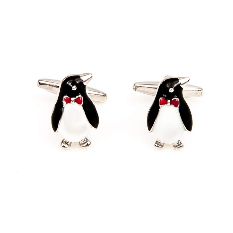 MRCUFF Penguin Black White Tuxedo Cufflinks & Studs Formal Set